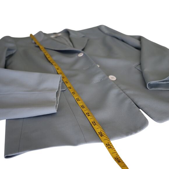 Talbots Womens Vintage Wool Blend Stretch Blazer Size 8 Long Dusty Blue Classic - Picture 9 of 9